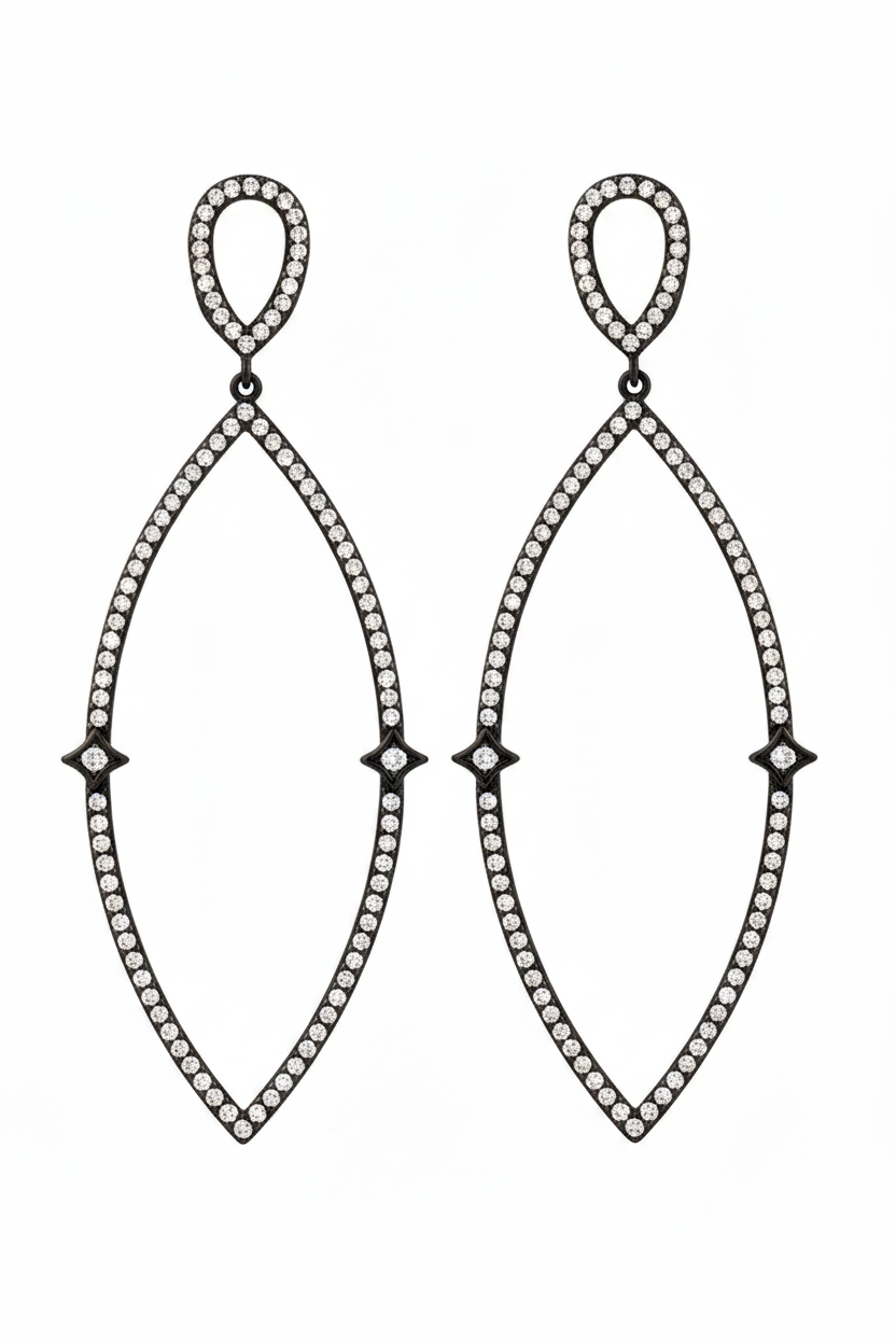 Crystal Cascade Cubic Zirconia Chandelier chandeliers Earrings in black Rhodium plating - Zirconite 698E11