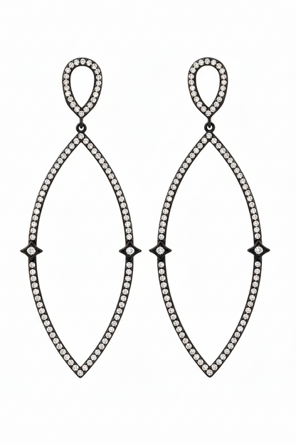 Crystal Cascade Cubic Zirconia Chandelier chandeliers Earrings in black Rhodium plating - Zirconite 698E11