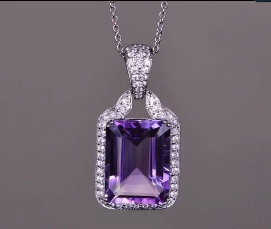 Large Amethysts Cubic Zirconia Pendant Zirconite. 851P870