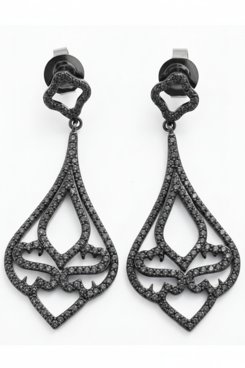 Cubic Zirconia Chandelier drop black rhodium Earrings