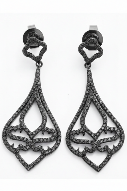 Cubic Zirconia Chandelier drop black rhodium Earrings