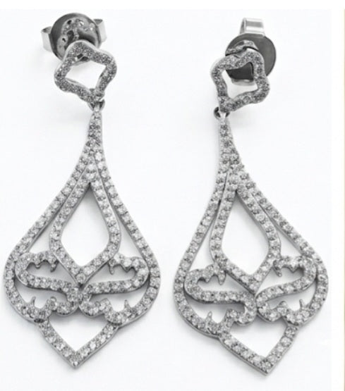 Cubic Zirconia Chandelier drop rhodium Earrings 