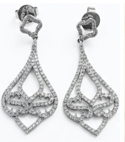Cubic Zirconia Chandelier drop rhodium Earrings 