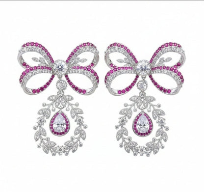 Cubic Zirconia Chandeliers Knot Earrings - Art Deco Statement Dangle Zirconite Earrings