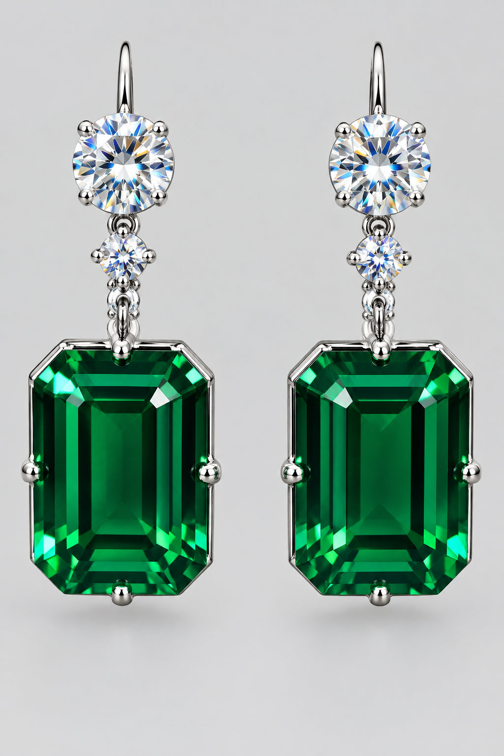 DiamondVeneer drop earrings, style feature elegant green Emerald cubic zirconia in a modern design 830E1033