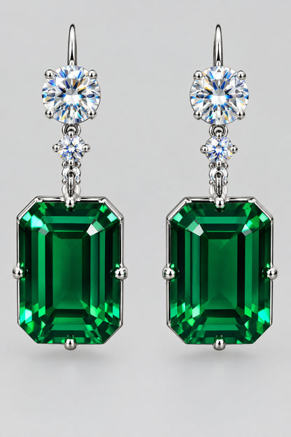 DiamondVeneer drop earrings, style feature elegant green Emerald cubic zirconia in a modern design 830E1033