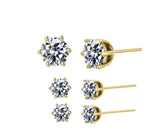 Round Diamond Veneer Cubic Zirconia 14K Gold Stud Earrings. | DiamondVeneer Fashion