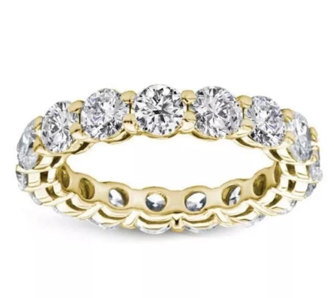 4CT TW Round Diamond Veneer Cubic Zirconia 14K Gold Ring. 635R102K