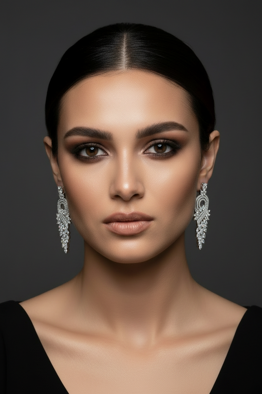 Elegant Art Deco Chandeliers Drop Rhodium earrings - Zirconite Cubic Zirconia