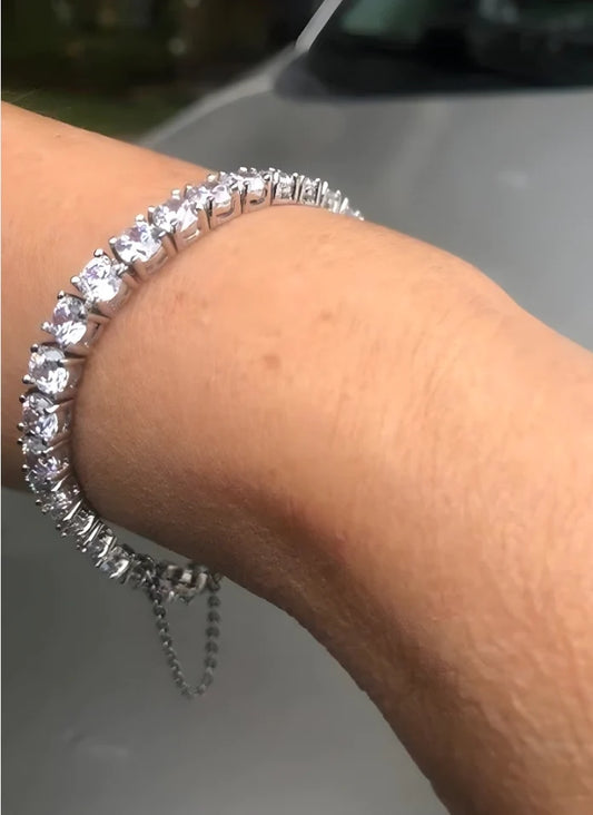 Cubic Zirconia Tennis Bracelet with Safety Chain??? 698Bcast-Zirconite