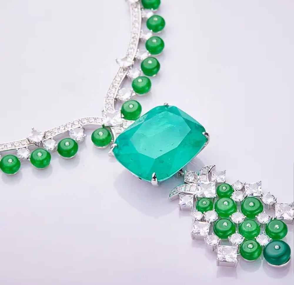 Fusion Colombian emerald Zirconite Necklace. 840N105E