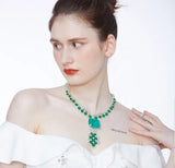 Fusion Colombian emerald Zirconite Necklace on model. 840N105E