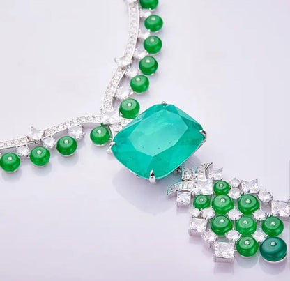 Fusion Colombian emerald Cubic Zirconia Necklace Zirconite. 840N105E