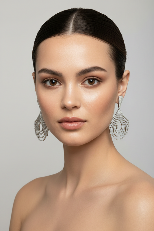 Geometric Drop Chandeliers Cubic Zirconia Earrings | Zirconite. 