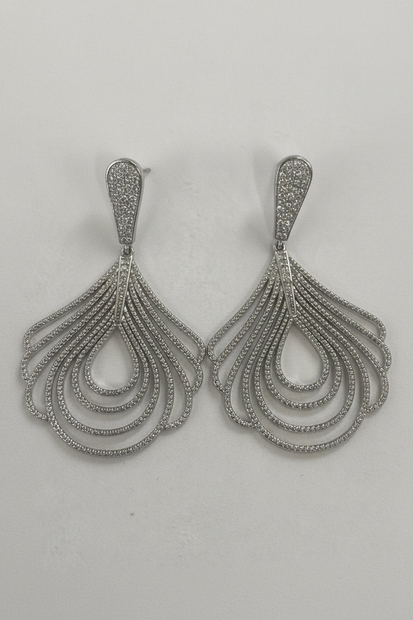 Geometric Drop Chandeliers Cubic Zirconia Earrings | Zirconite. 