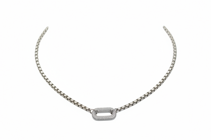 chain Oval center Necklace zirconite   856N102