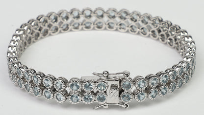 Two rows color Zirconite Cubic Zirconia Sterling Silver w/double safety lock Bracelet. AH3559