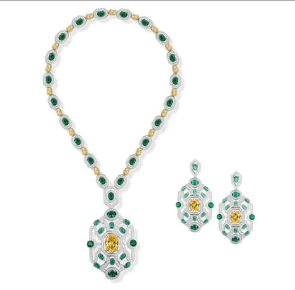 Italian inspired Luxury Necklace & Earrings Set Zirconite. 840S107