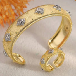 Italy-Style Satin Finish Open Cubic Zirconia Bangle Zirconite 861B101