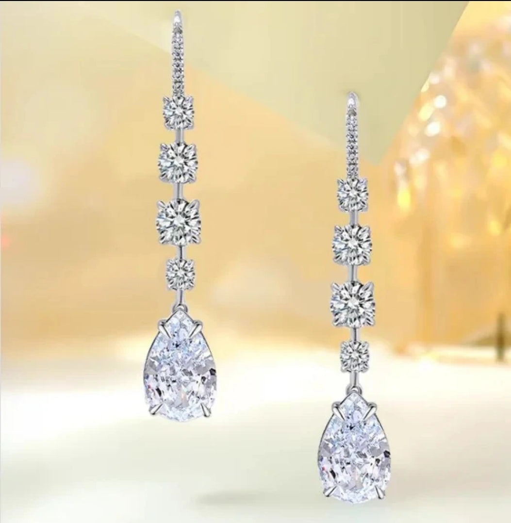 Long vertical cz earrings zirconite