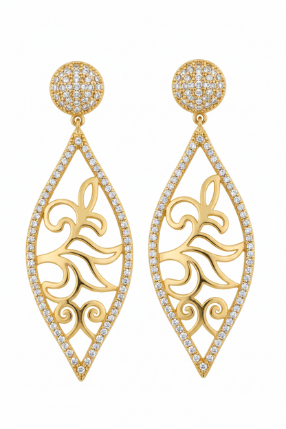 Cubic Zirconia Chandeliers Drop gold Earrings | Zirconite Earrings
