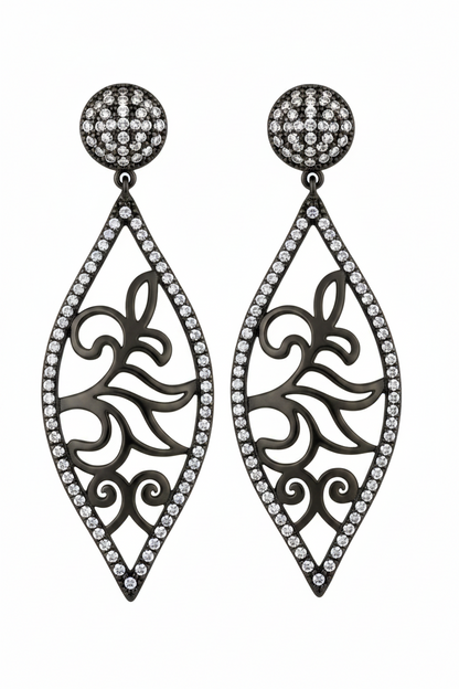 Cubic Zirconia Chandeliers Drop black Earrings | Zirconite Earrings