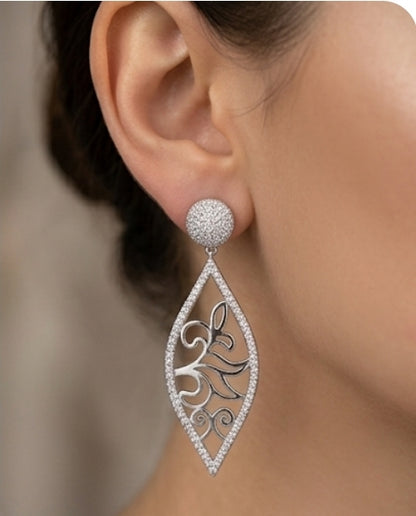 Cubic Zirconia Chandeliers Drop rhodium Earrings | Zirconite Earrings 