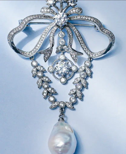 Baroque Pearl Cubic Zirconia Brooch Pin Zirconite 861-Pin