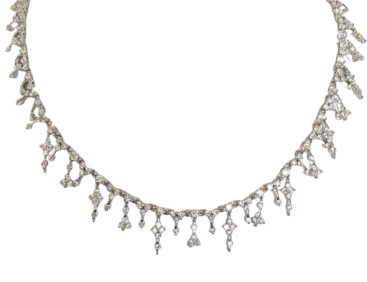 Snow flakes Minimalist Couture Necklace Zirconite