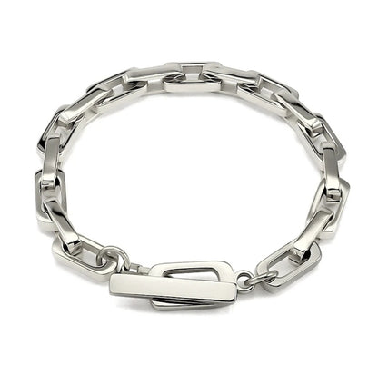 Stainless Steel Paper Clip chain Bracelet.  Zirconite 856B102