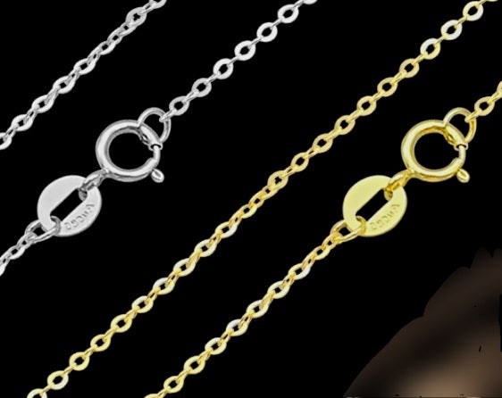 Gold and Rhodium Sterling Silver Link Chain by Diamond Veneer — five length options, ideal for pendants
