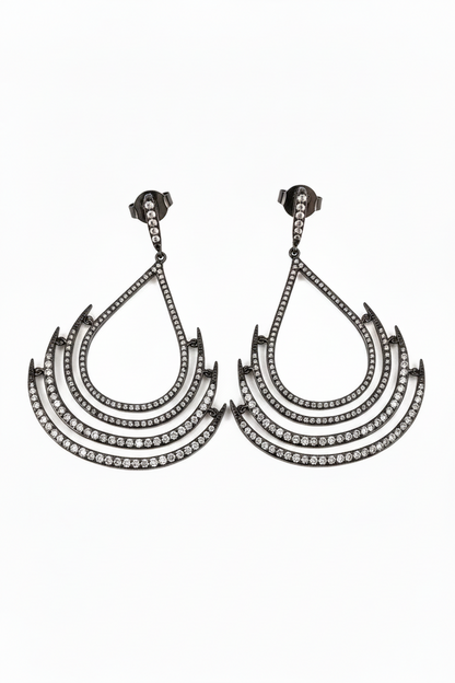 Teardrop Chandeliers Black Rhodium Earrings Cubic Zirconia  | Zirconite