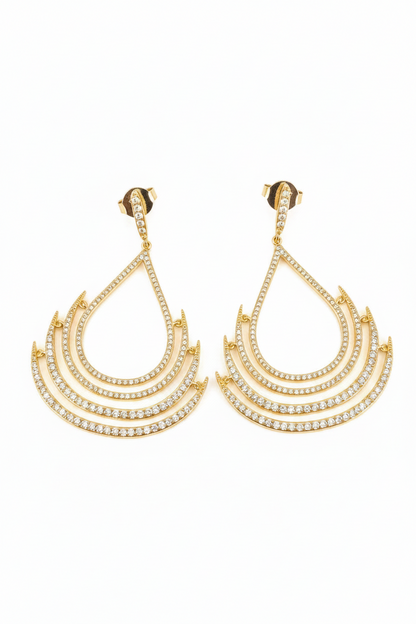 Teardrop Chandeliers gold Earrings Cubic Zirconia  | Zirconite