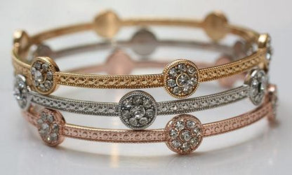 Zirconite Set of Three Fashion Bangle Bracelets. 657B3411