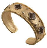 Zirconite Clover open Bangle Bracelet. 500B7155BK | Zirconmania Fashion