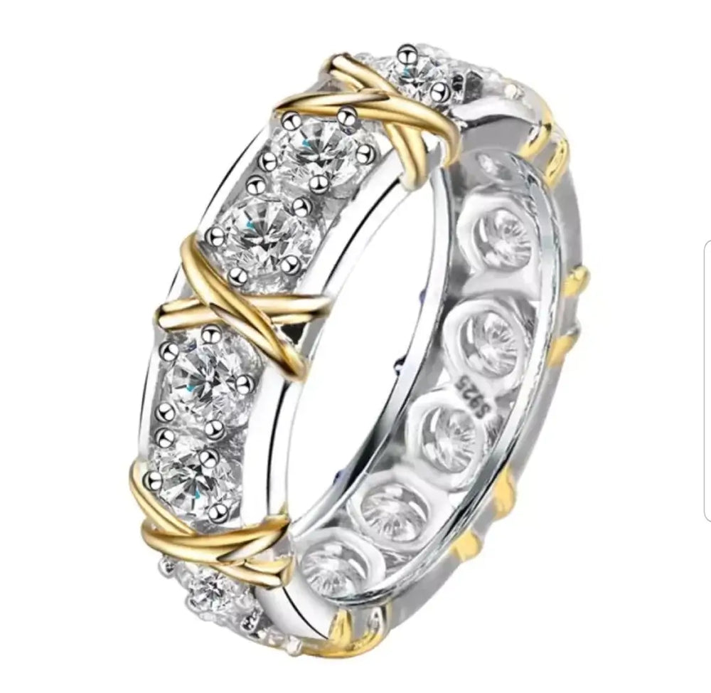 X Diamond Veneer Cubic Zirconia Eternity Ring