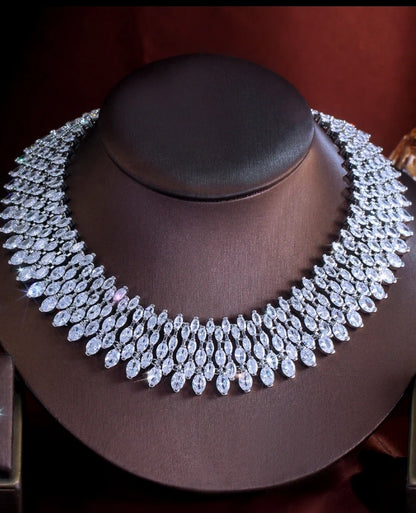 Zirconite Cubic Zirconia Choker Bib Necklace. 833N100