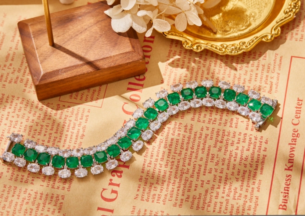 Zirconite Cubic Zirconia Emerald Couture Bracelet