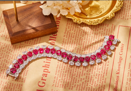 Zirconite Cubic Zirconia Ruby Couture Bracelet