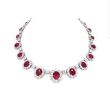 Oval Zirconite Cubic Zirconia Couture Red Necklace. 628N5099RR | Zirconmania fashion 