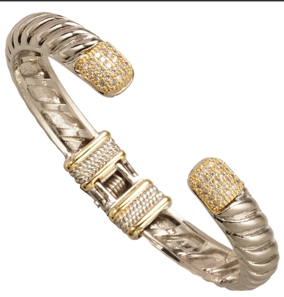 Zirconite Cubic Zirconia open hinged Bangle Bracelet. 500B05 | DiamondVeneer Fashion