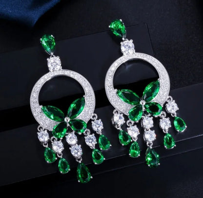 Butterfly Chandeliers Earrings Zirconite Cubic Zirconia 826E01
