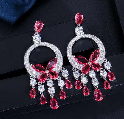 Butterfly Chandeliers Earrings Zirconite Cubic Zirconia 826E01