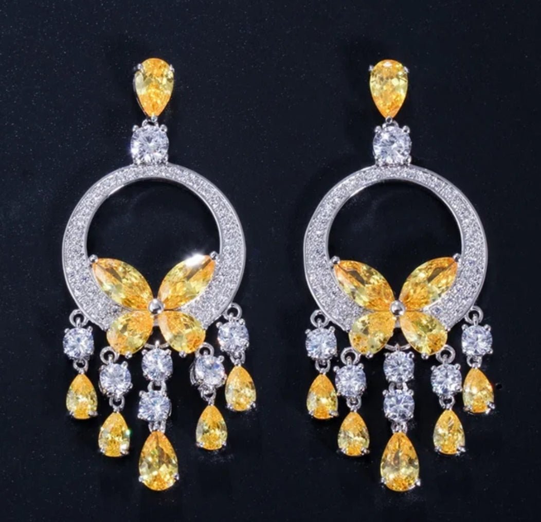 Butterfly Chandeliers Earrings Zirconite Cubic Zirconia 826E01