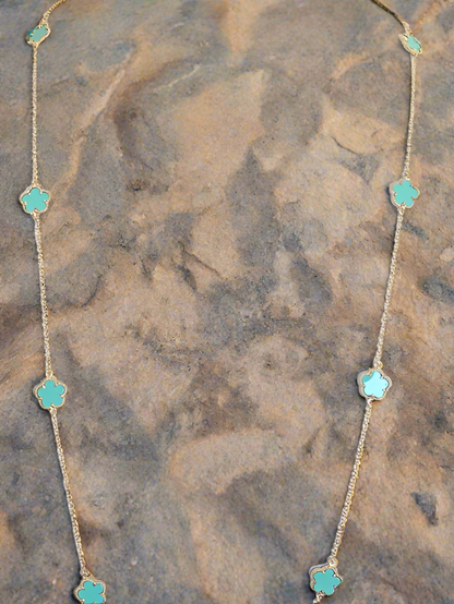 Necklace Clover stations long Zirconite 610N1455