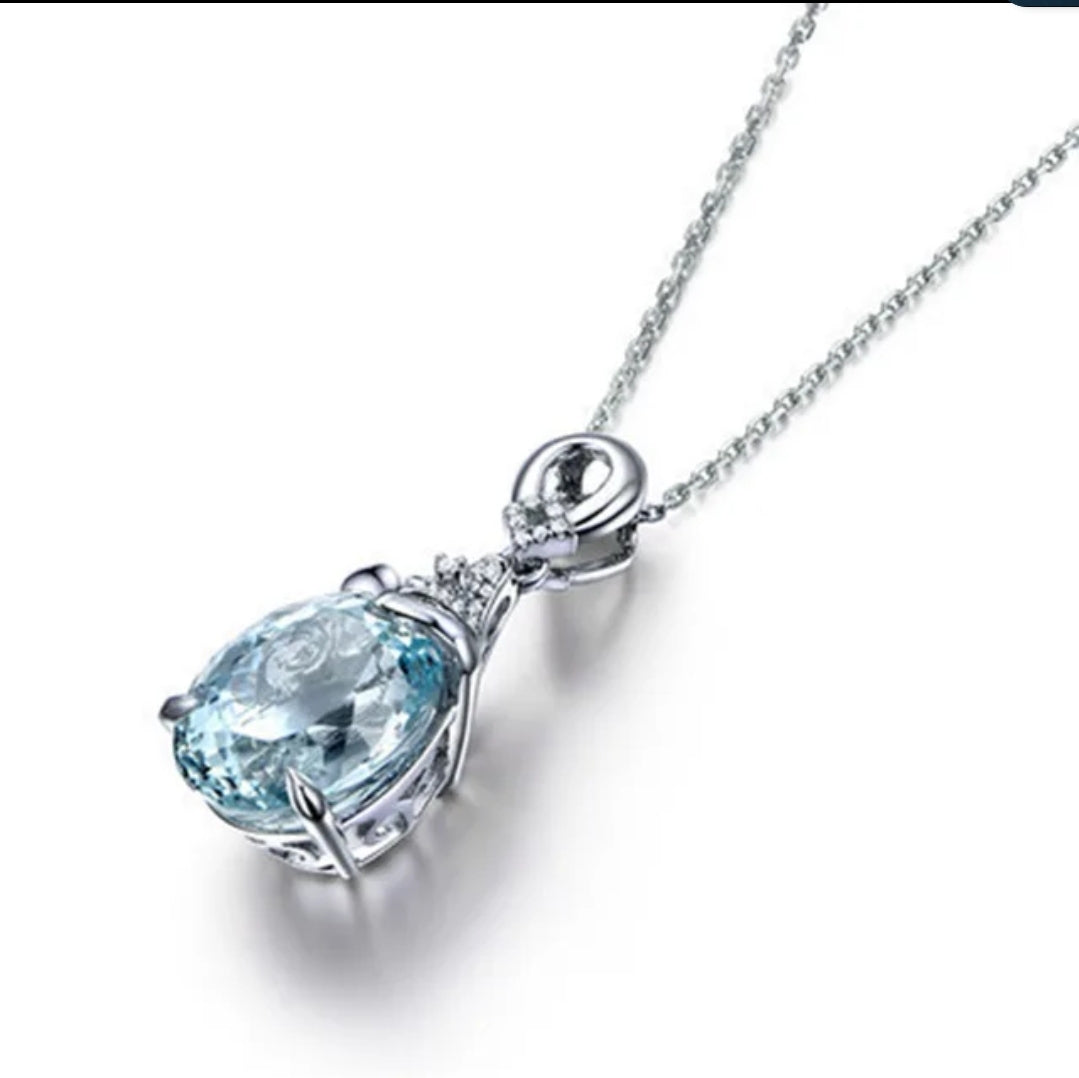 Blue topaz-color cubic zirconia pendant by Zirconite, alternate view, 851P351