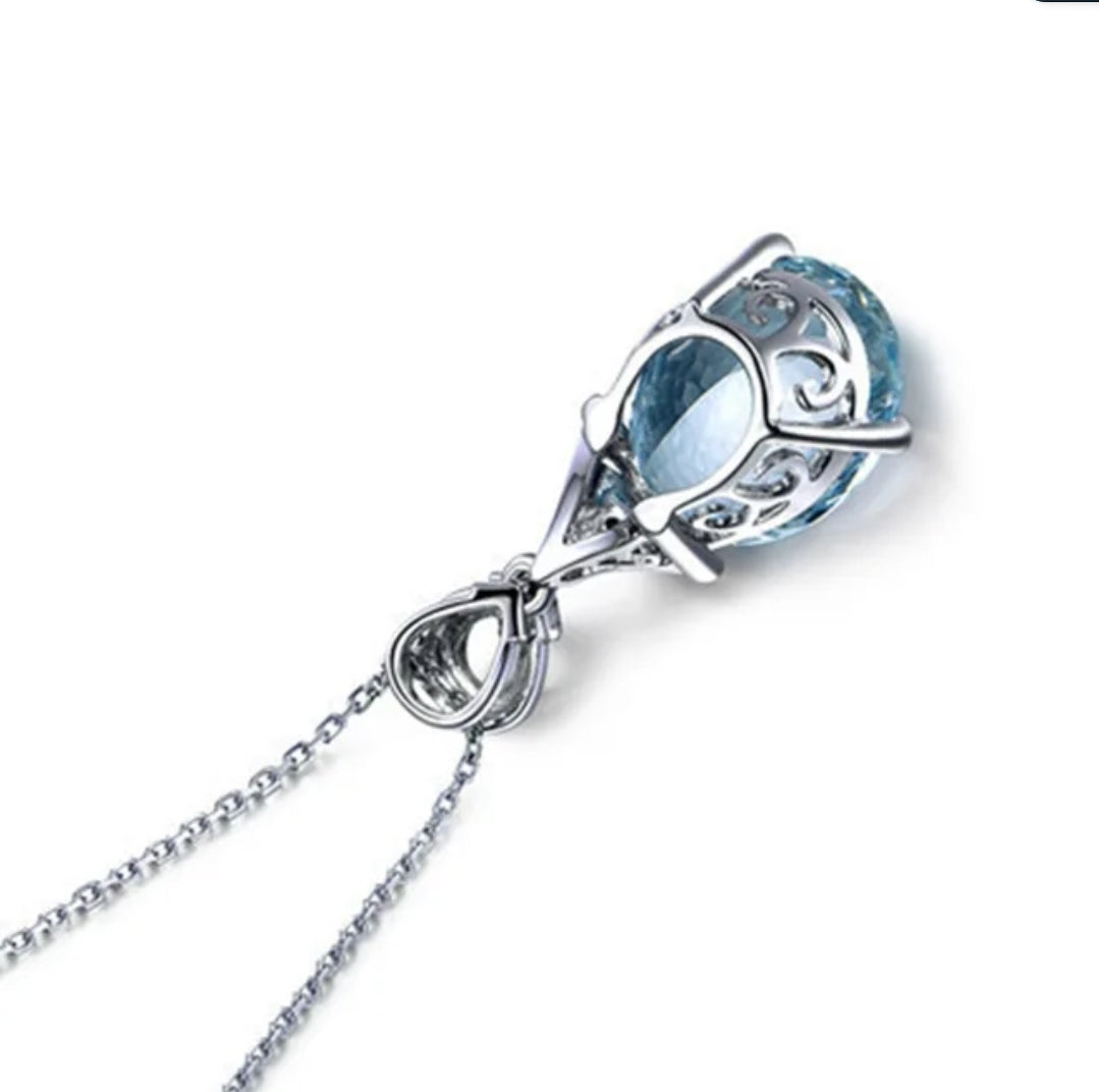 Blue topaz-color cubic zirconia pendant by Zirconite, alternate view, 851P351