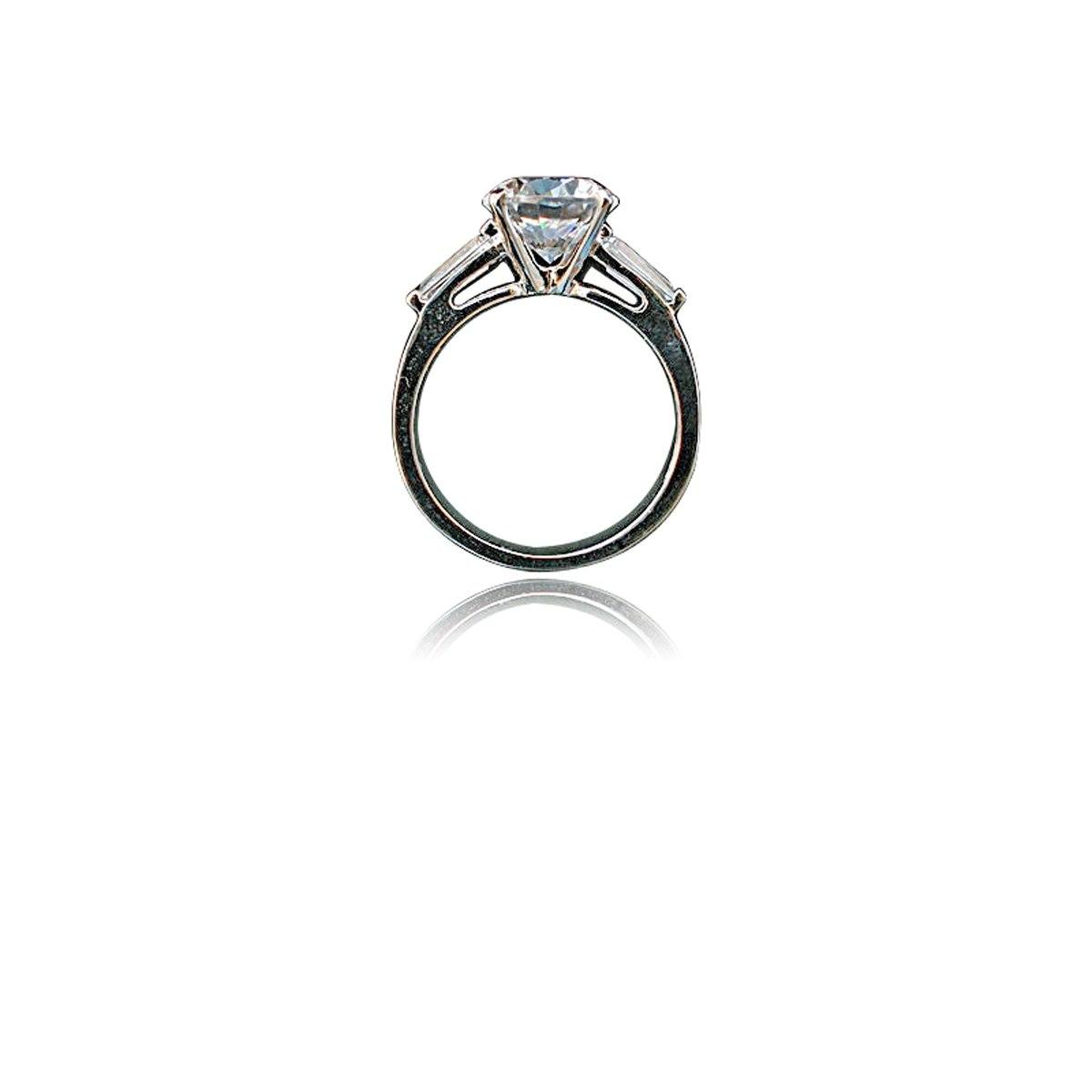 Round cubic zirconia solitaire ring - elegant detail view