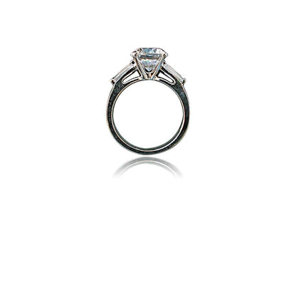 Round cubic zirconia solitaire ring - elegant detail view