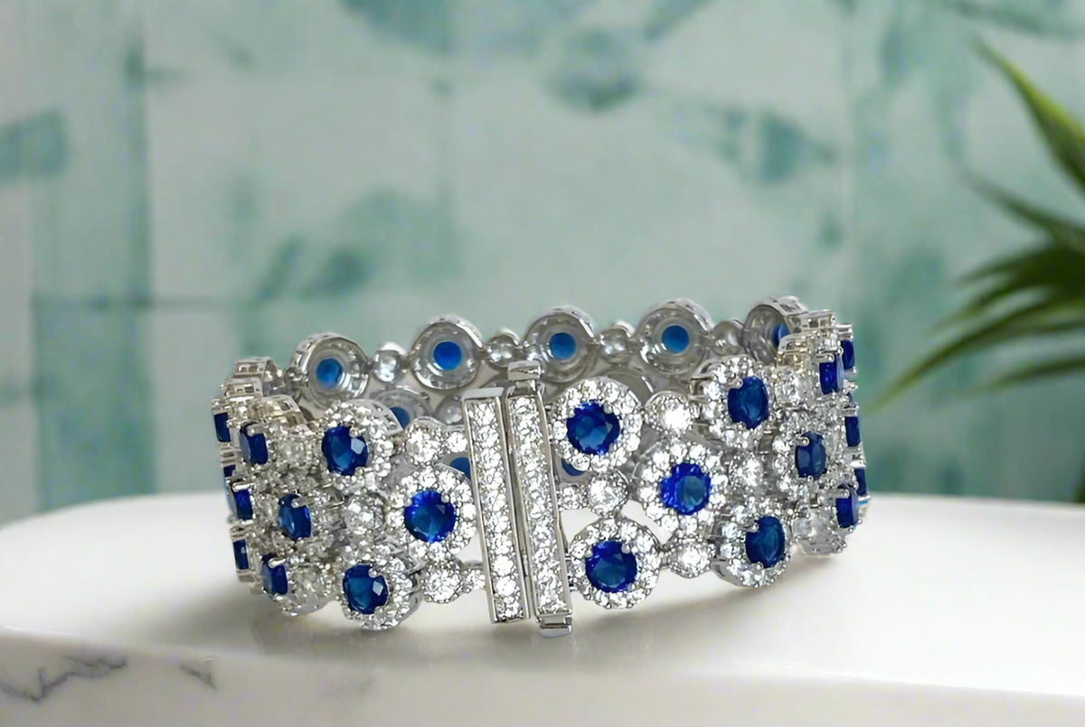 Couture cubic zirconia bracelet by Zirconite, emerald green stone, 826B100
